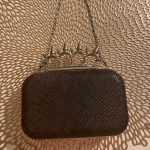 Dark grey snake skin purse